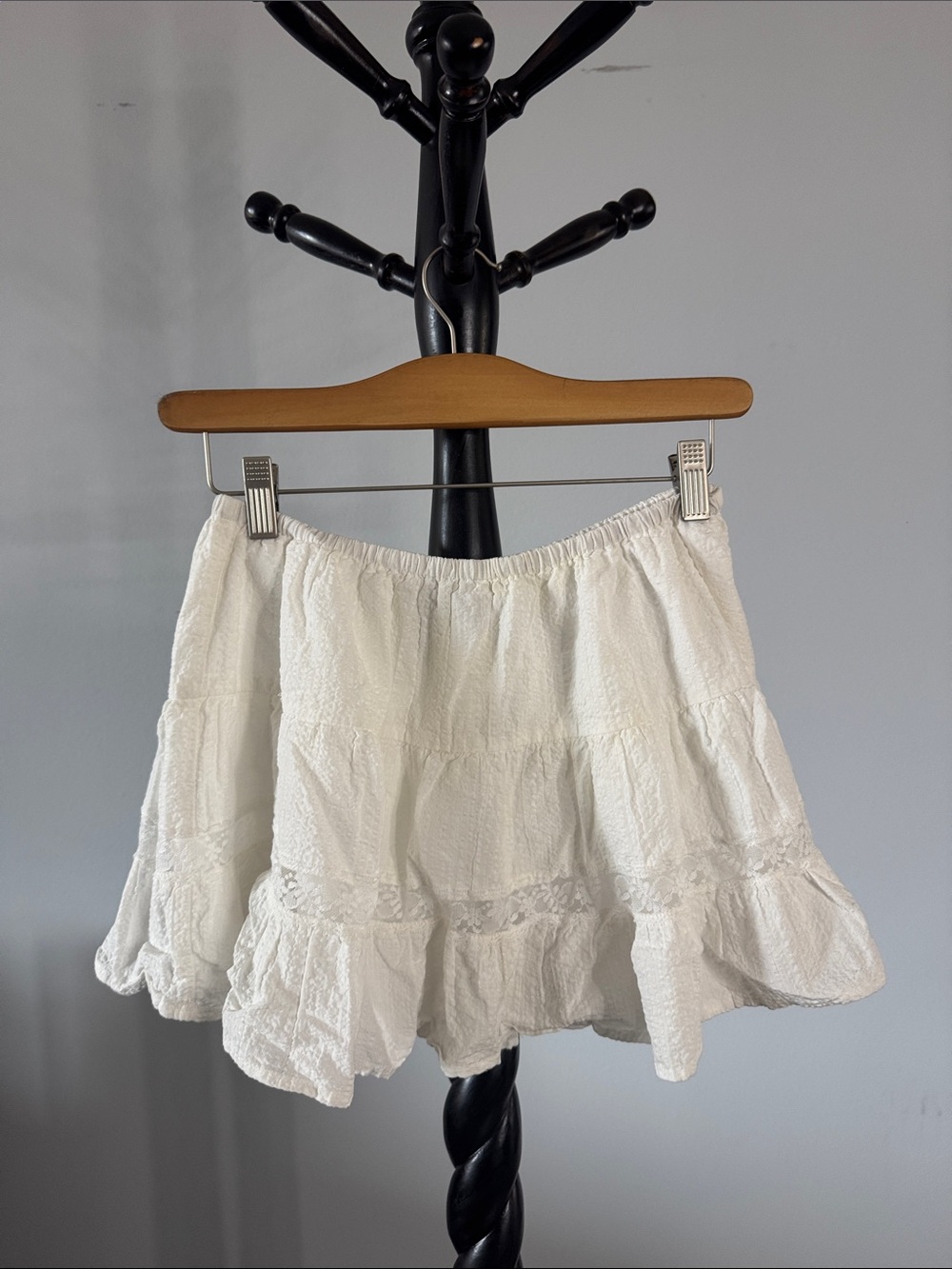 White Ruffle Ultra Mini Skirt